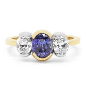 18ct Oval Sapphire & Diamond Trilogy Ring