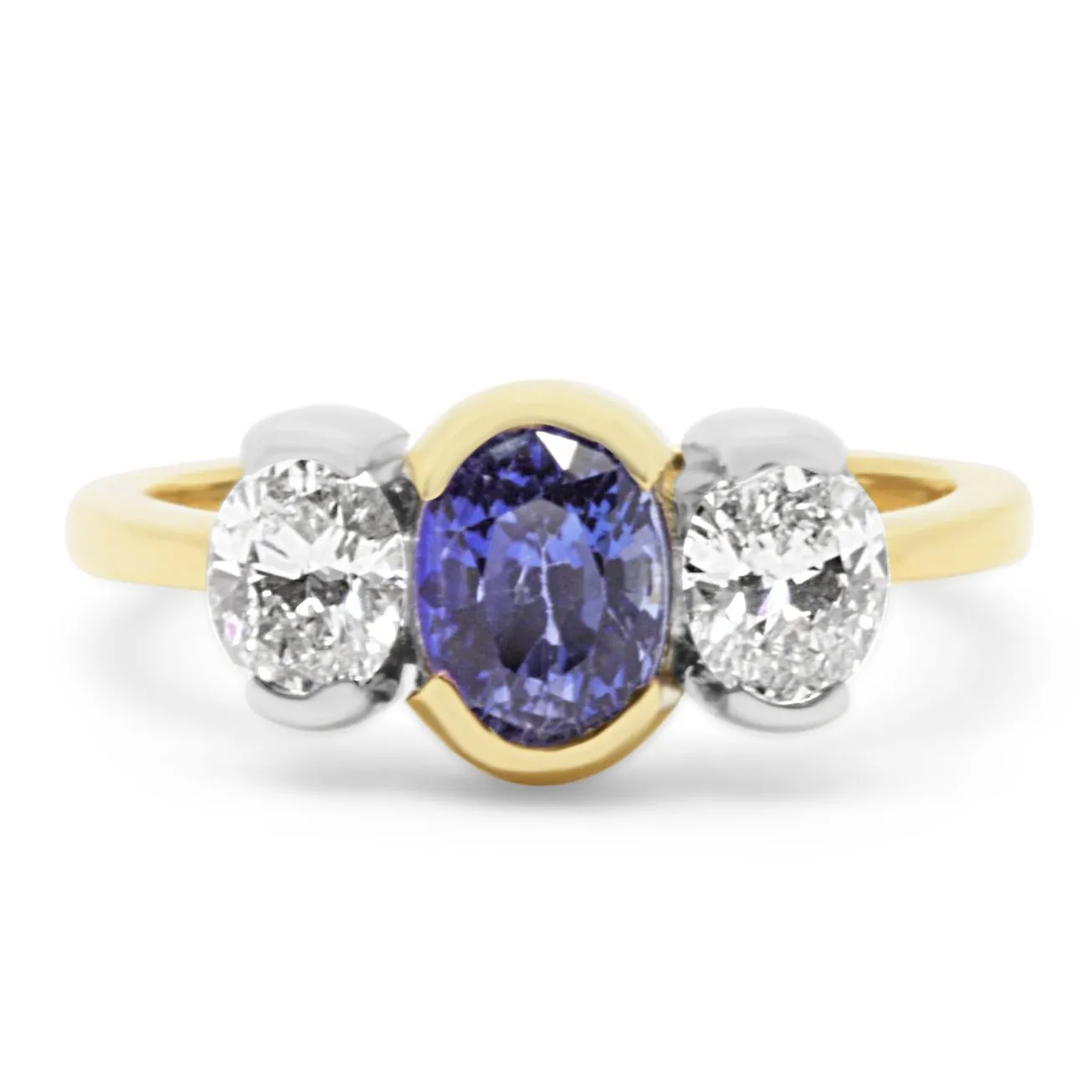 18ct Oval Sapphire & Diamond Trilogy Ring