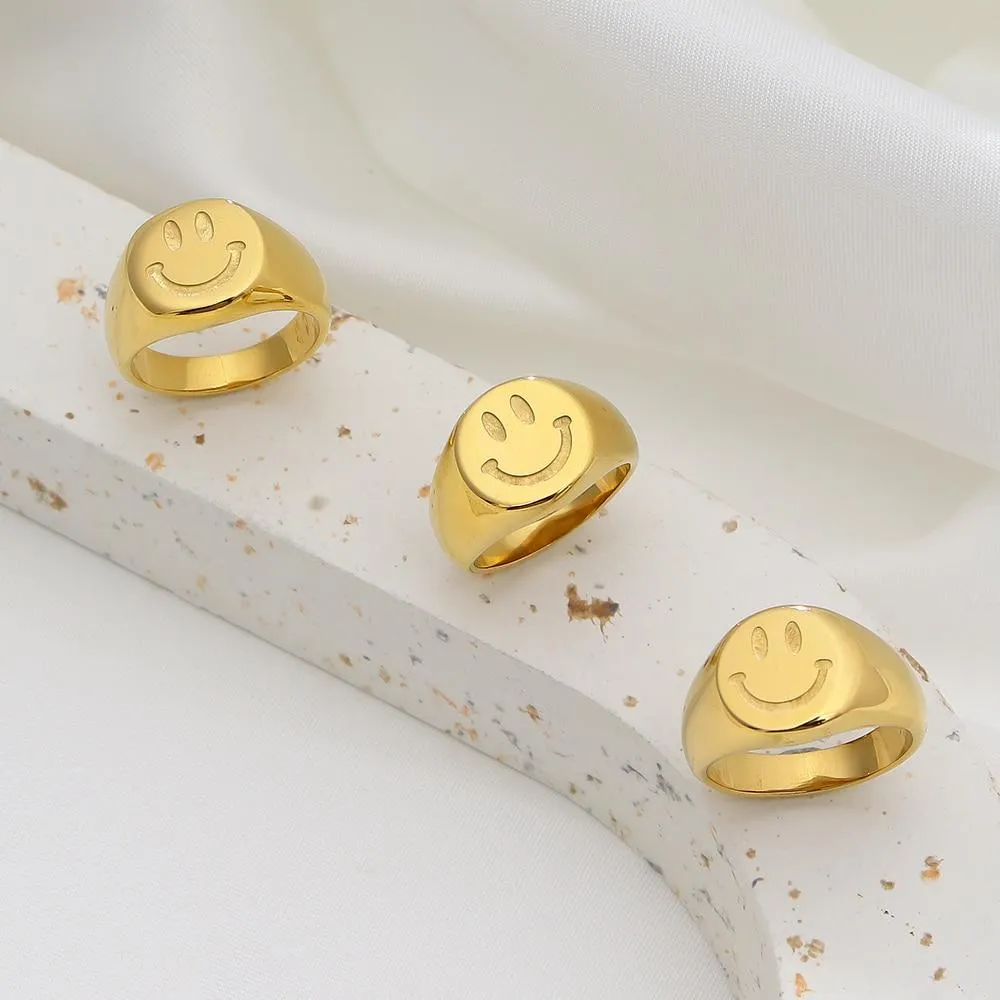 18K Gold Plated Smiley Face Ring