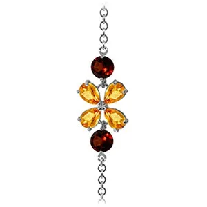 3.15 Carat 14K Solid White Gold Bracelet Citrine Garnet