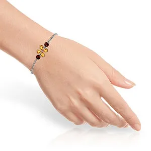 3.15 Carat 14K Solid White Gold Bracelet Citrine Garnet