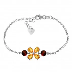 3.15 Carat 14K Solid White Gold Bracelet Citrine Garnet