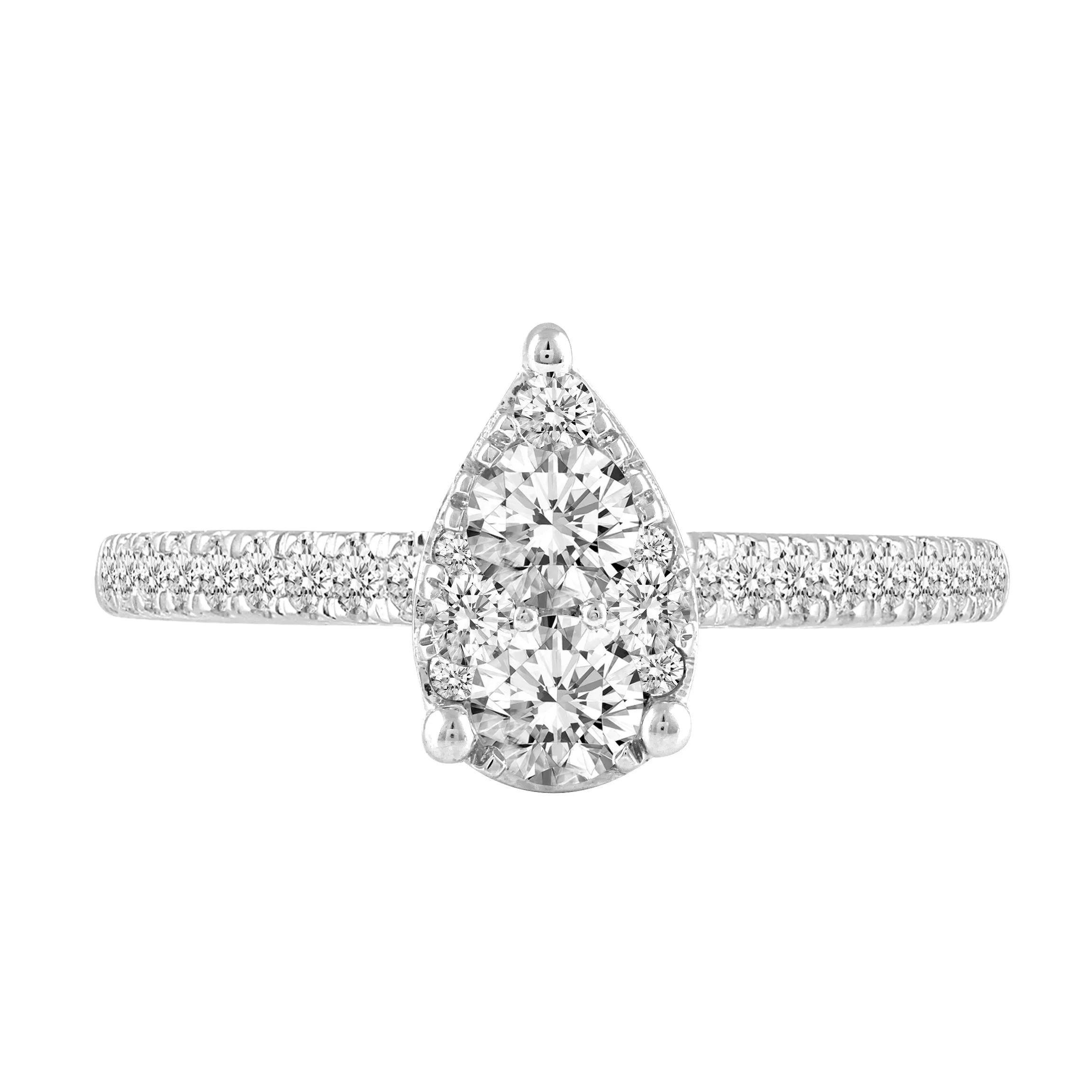 3/4 Cttw Diamond Teardrop Ring in 14K White Gold