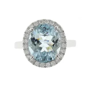 4.57ct Aquamarine & Diamond  Cocktail Ring