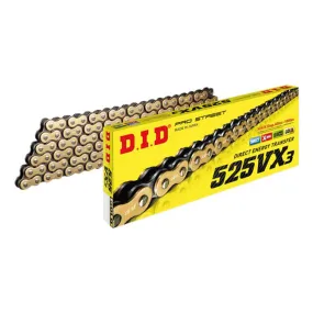 525VX3 x 110ZB ZJ X'Ring Gold solid bush DID chain w/rivet (525VX3110G)