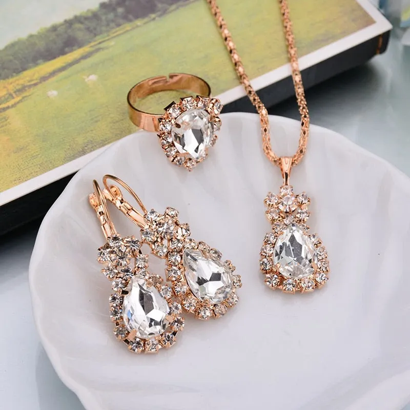 6 Colors Jewelry Sets Hoop Water Drop Earrings