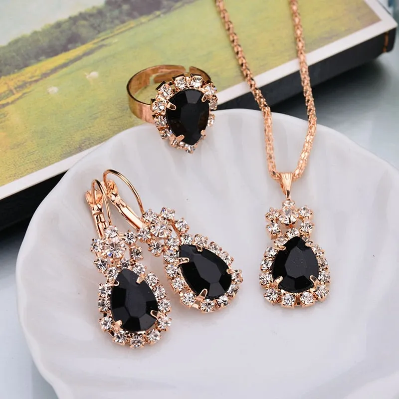 6 Colors Jewelry Sets Hoop Water Drop Earrings