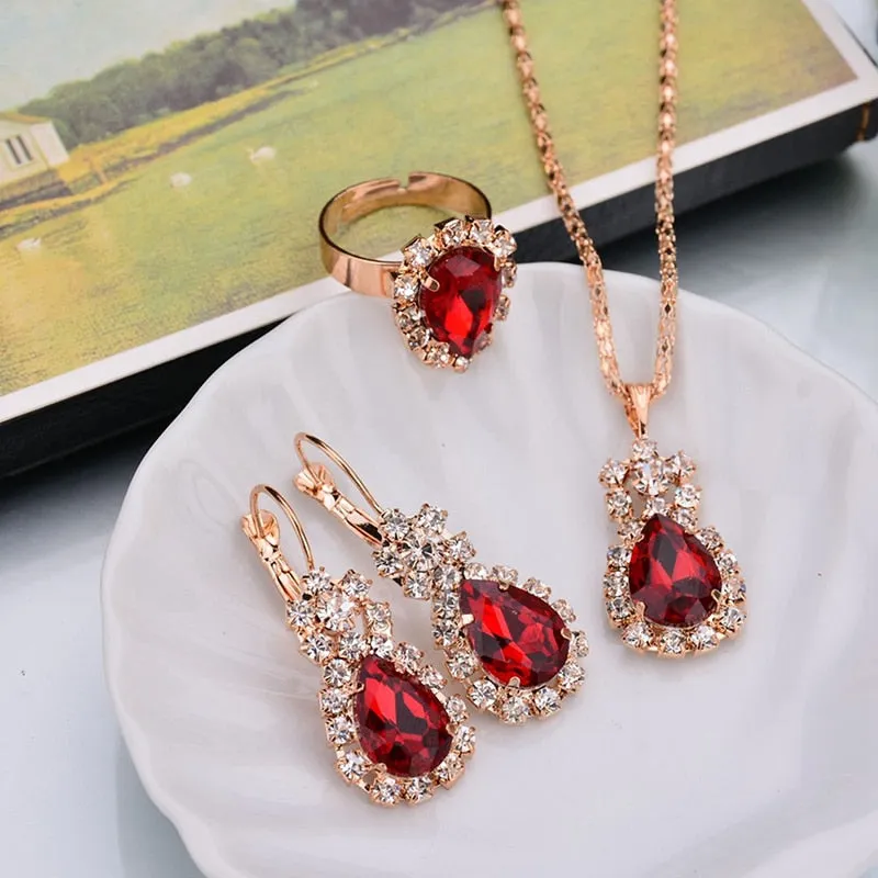 6 Colors Jewelry Sets Hoop Water Drop Earrings