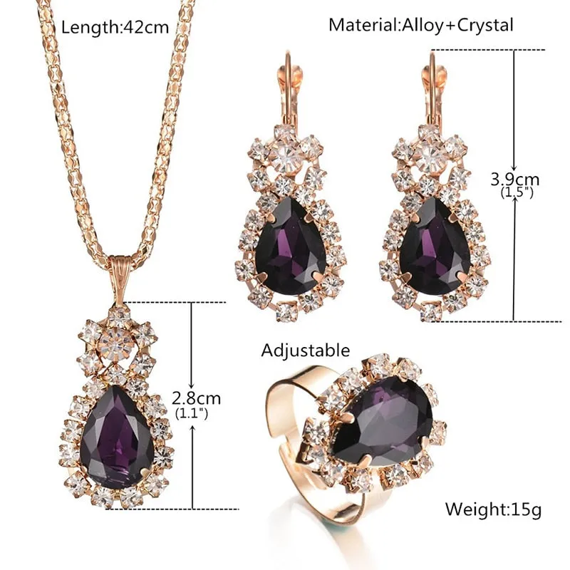 6 Colors Jewelry Sets Hoop Water Drop Earrings