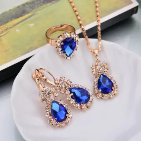 6 Colors Jewelry Sets Hoop Water Drop Earrings