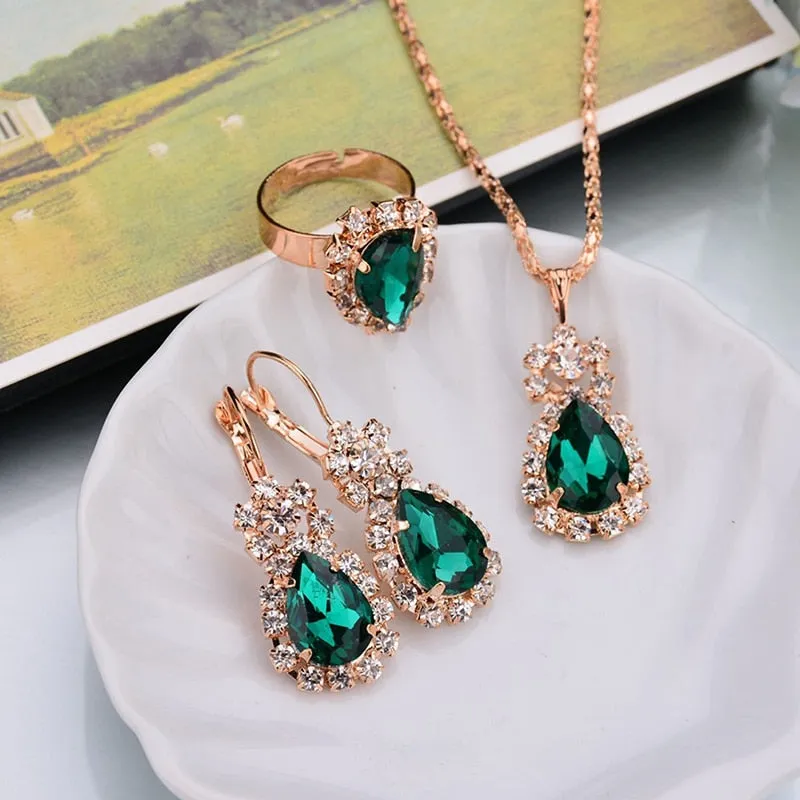 6 Colors Jewelry Sets Hoop Water Drop Earrings
