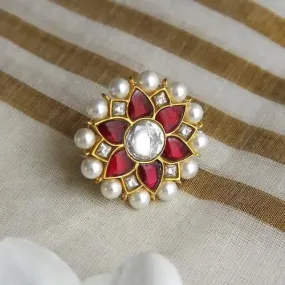 92.5 Silver Jadau Kundan Ring