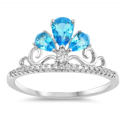925 Sterling Silver Crown Ring With CZ