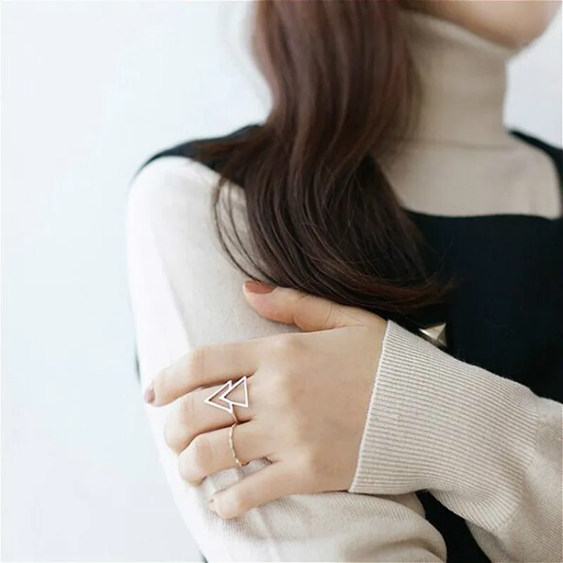 925 Sterling Silver triangle minimalist Ring