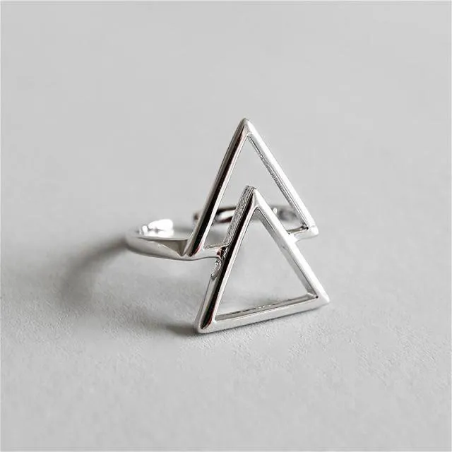 925 Sterling Silver triangle minimalist Ring