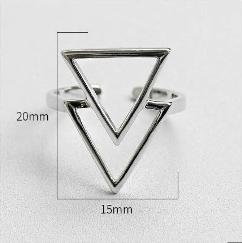 925 Sterling Silver triangle minimalist Ring