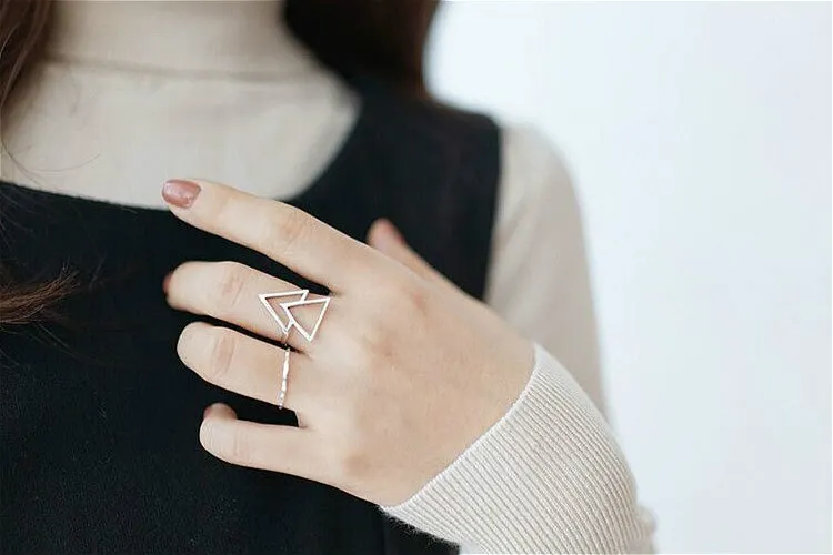 925 Sterling Silver triangle minimalist Ring