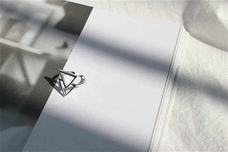 925 Sterling Silver triangle minimalist Ring