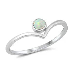 925 Sterling Silver V ring with blue opal