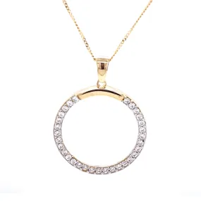 9ct Gold Round stone Set pendant and chain