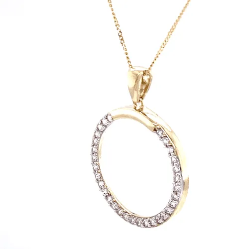 9ct Gold Round stone Set pendant and chain