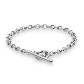 9ct White Gold Belcher T-Bar Bracelet - 4mm
