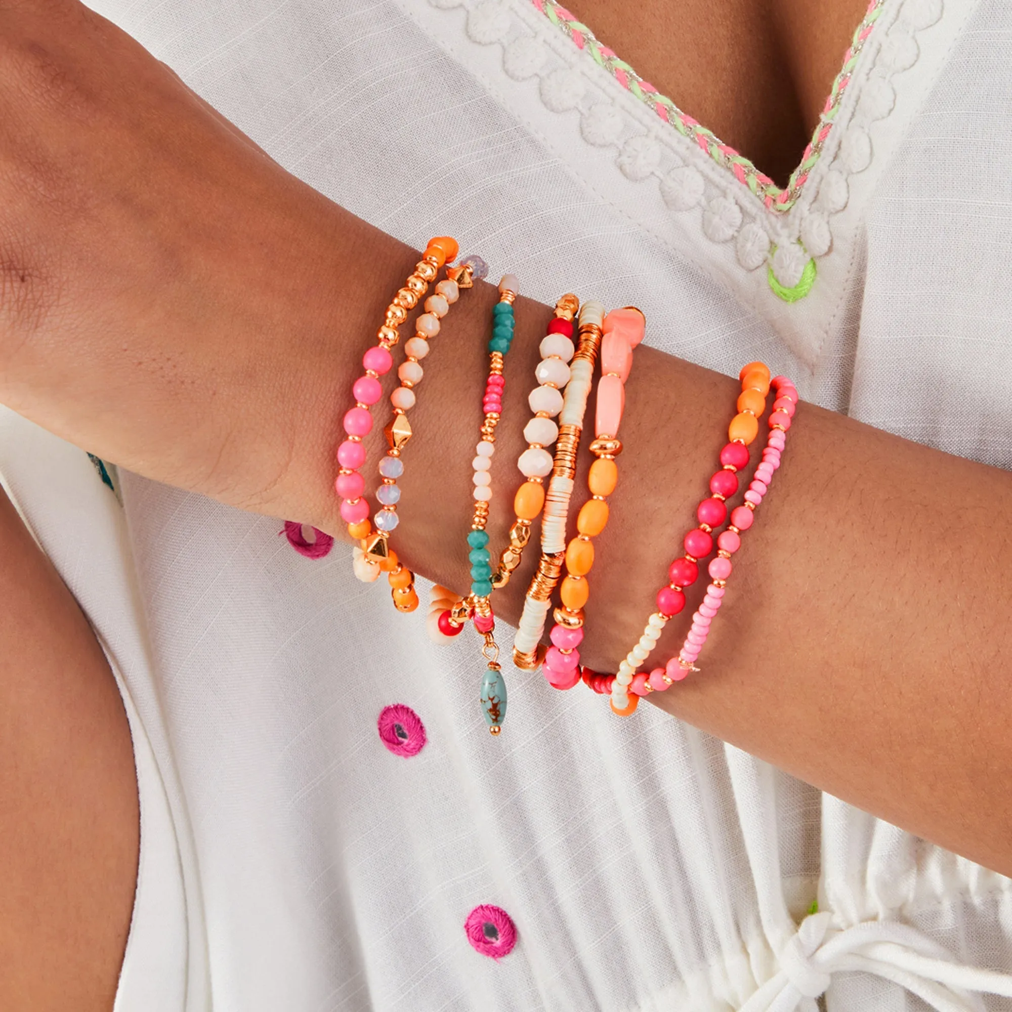Accessorize London Women's Multi Beaded Stretch Bracelet Pack