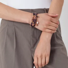 Accessorize London Women's Purple Amber 9 Stretch Bracelet Pack