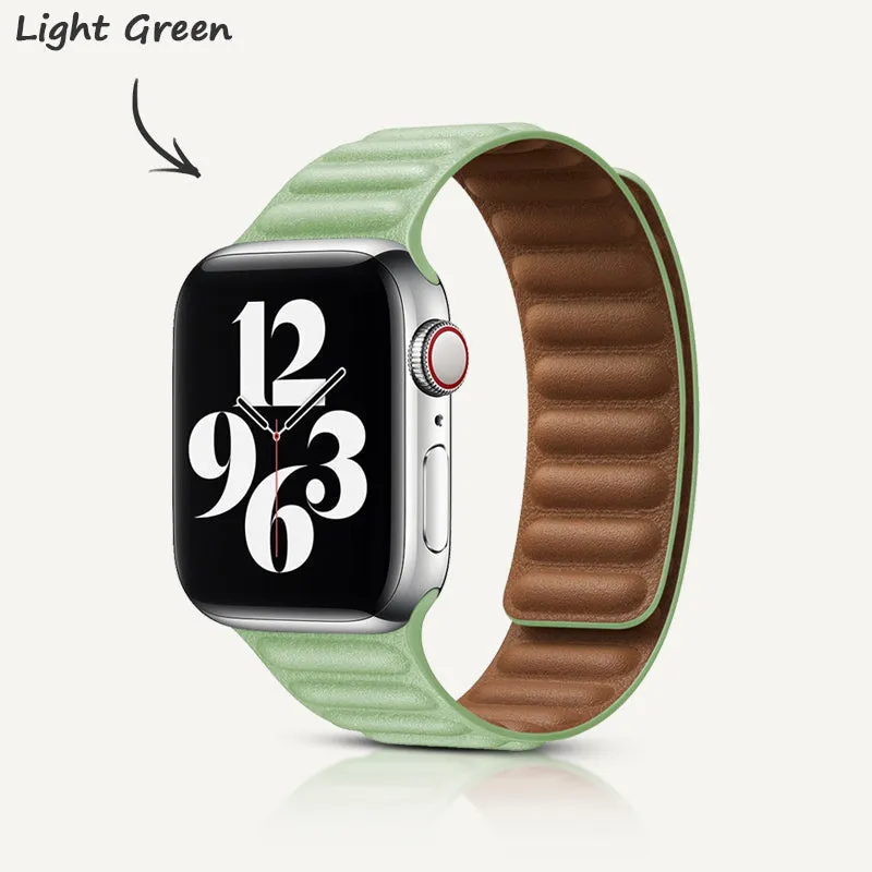 Alfalfa Green | Leather Link Magnetic Strap