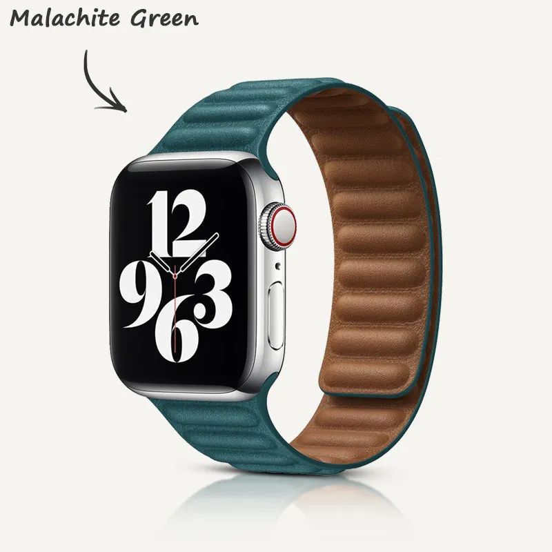 Alfalfa Green | Leather Link Magnetic Strap