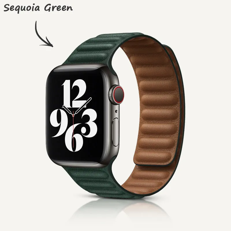 Alfalfa Green | Leather Link Magnetic Strap