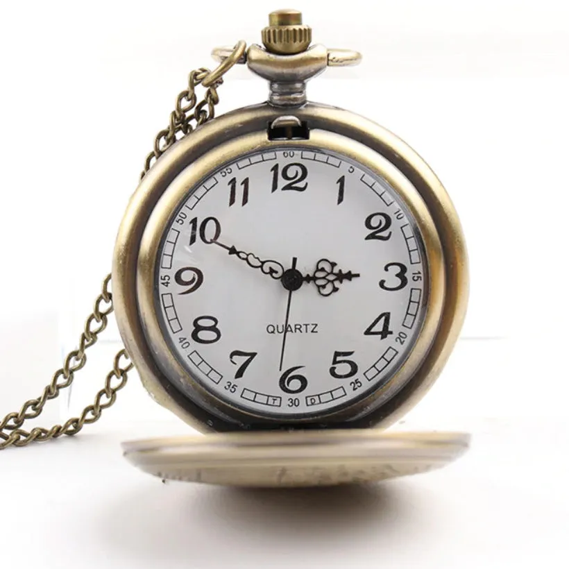 Alien Symbols Steampunk Pocket Watch on Necklace Chain