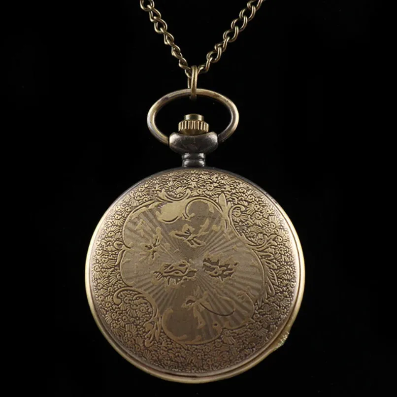 Alien Symbols Steampunk Pocket Watch on Necklace Chain