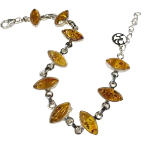 Amber and Sterling Silver Bracelet