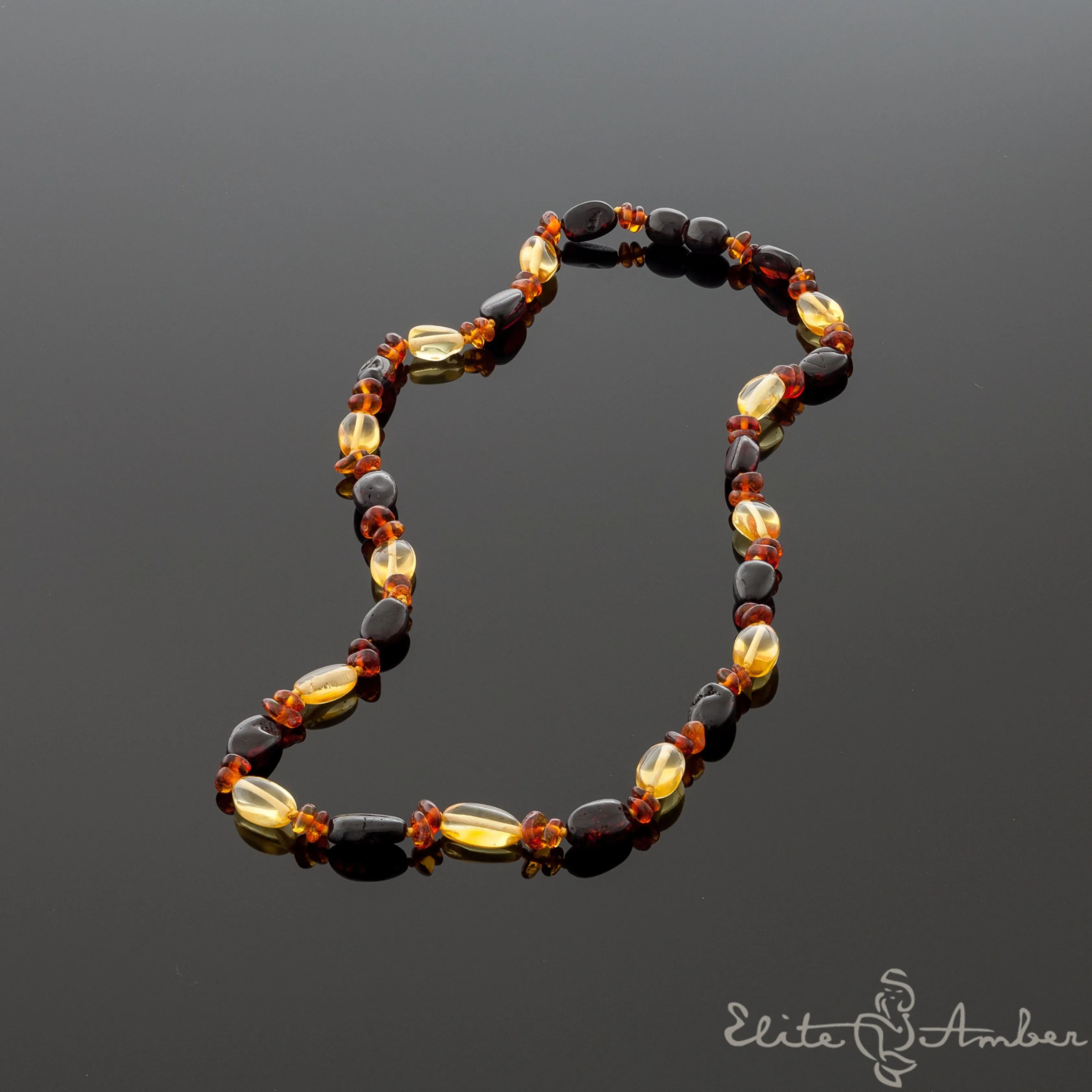 Amber necklace "Cherry pebbles"