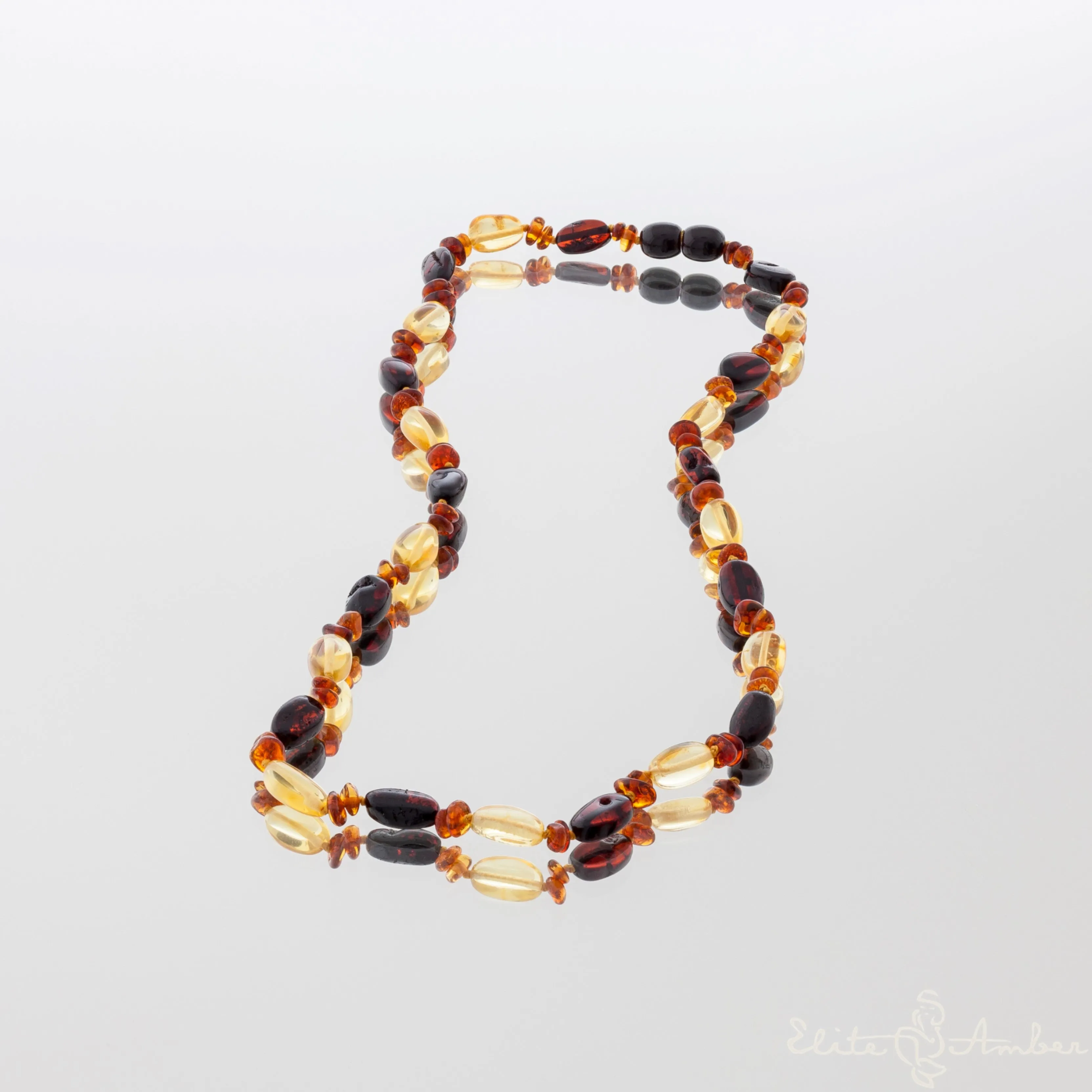 Amber necklace "Cherry pebbles"
