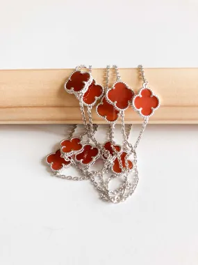Amber Quatrefoil Rope Necklace in Silver