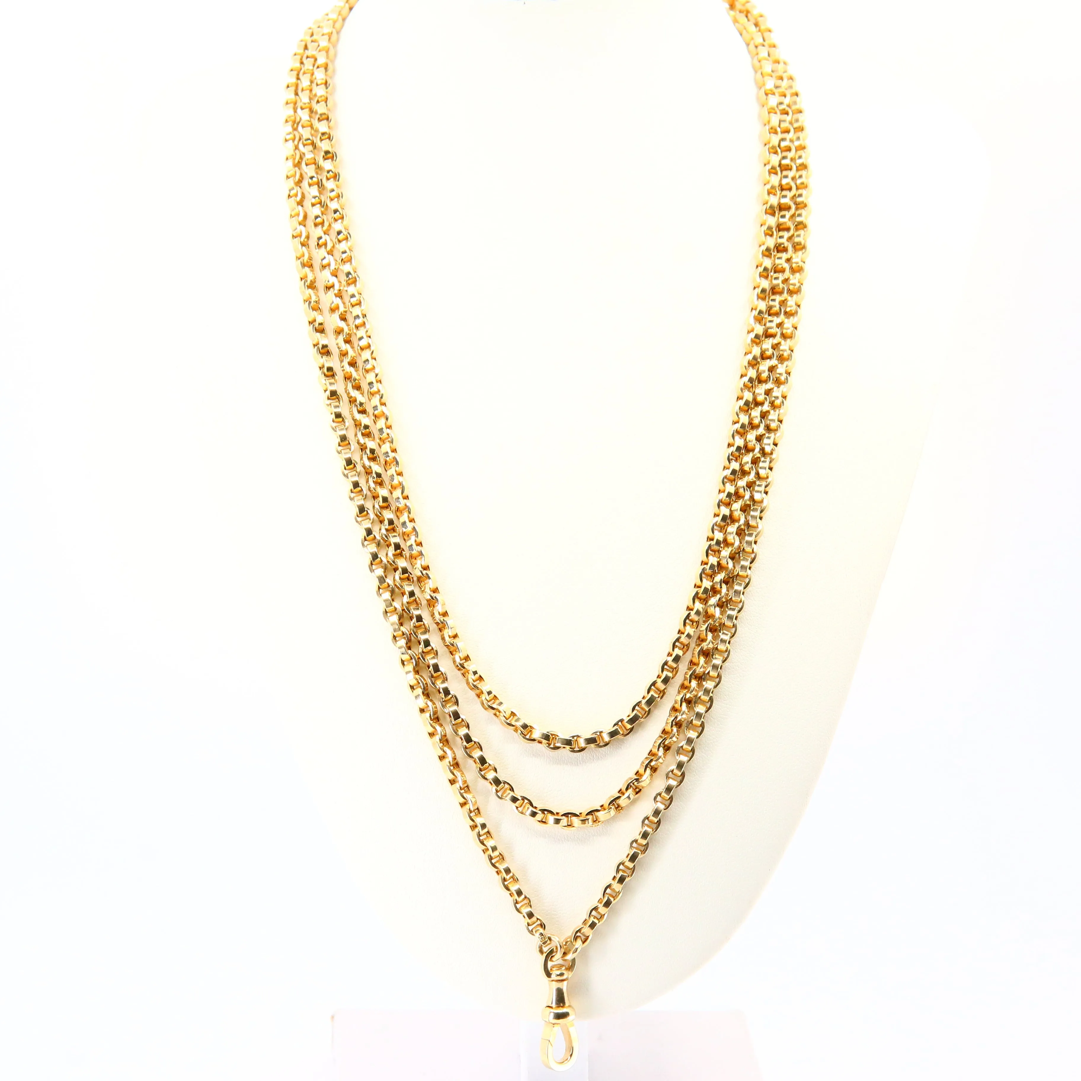 Antique 9ct Gold Necklace 9 Carat Yellow Gold Muff Chain Watch Guard Chain Gift