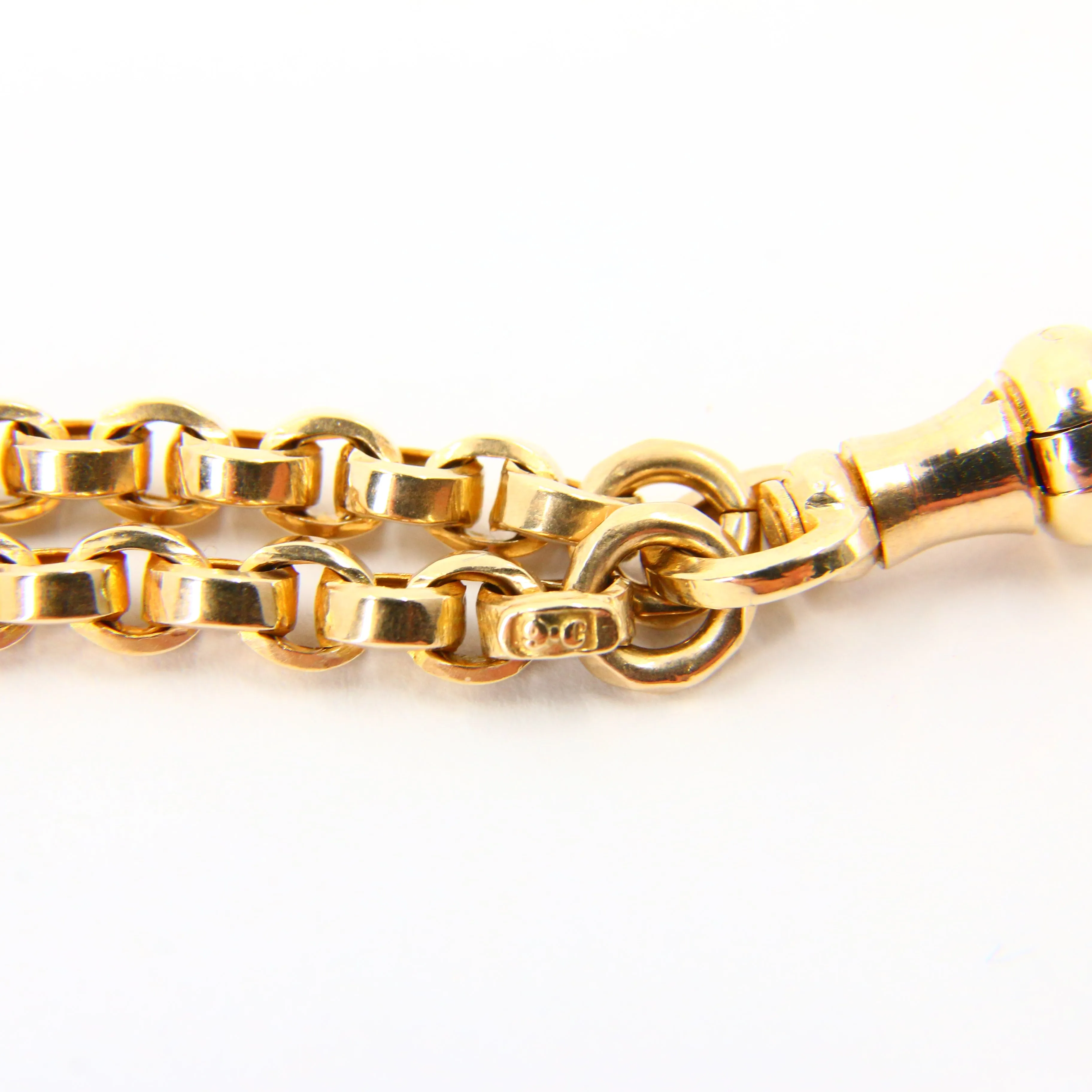 Antique 9ct Gold Necklace 9 Carat Yellow Gold Muff Chain Watch Guard Chain Gift