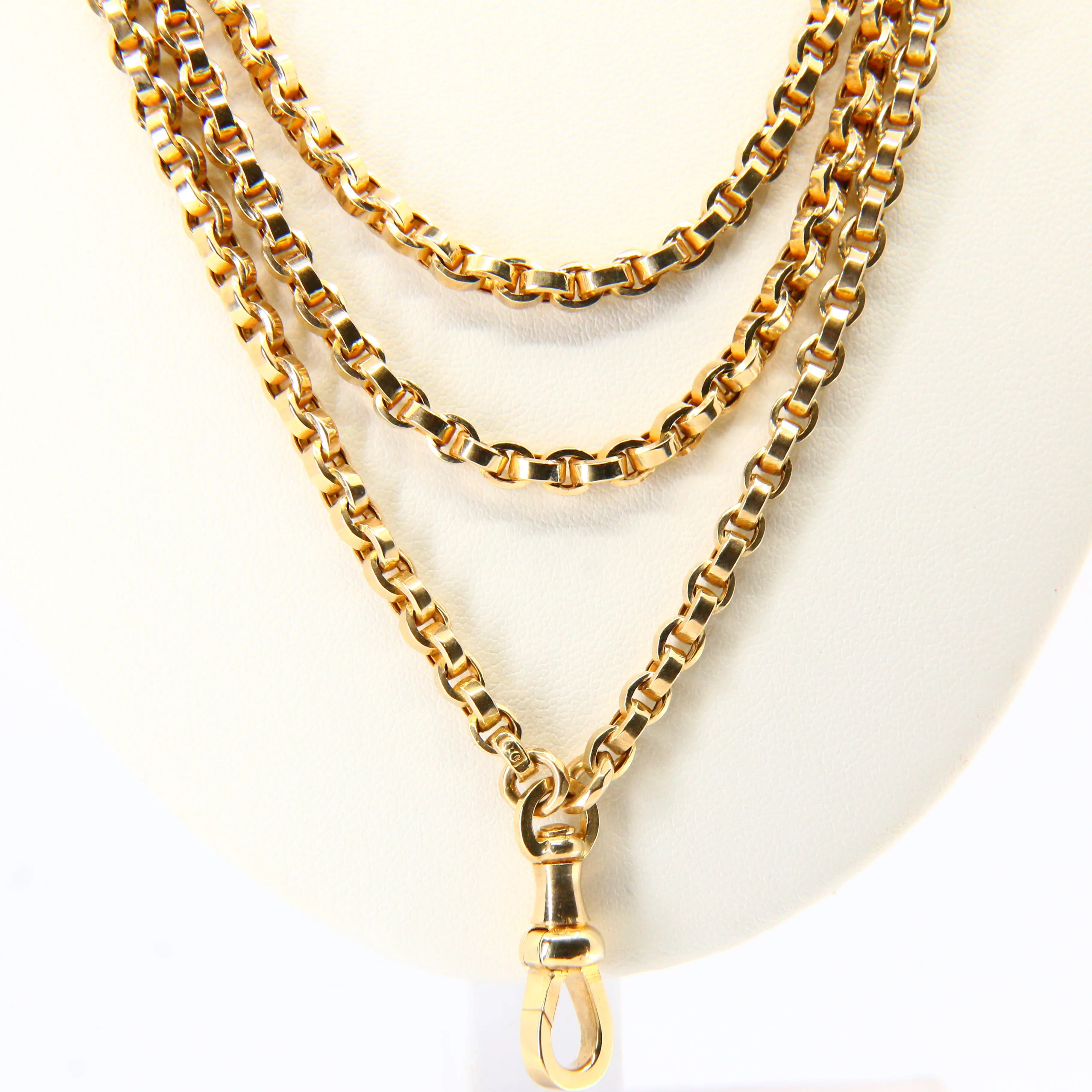 Antique 9ct Gold Necklace 9 Carat Yellow Gold Muff Chain Watch Guard Chain Gift