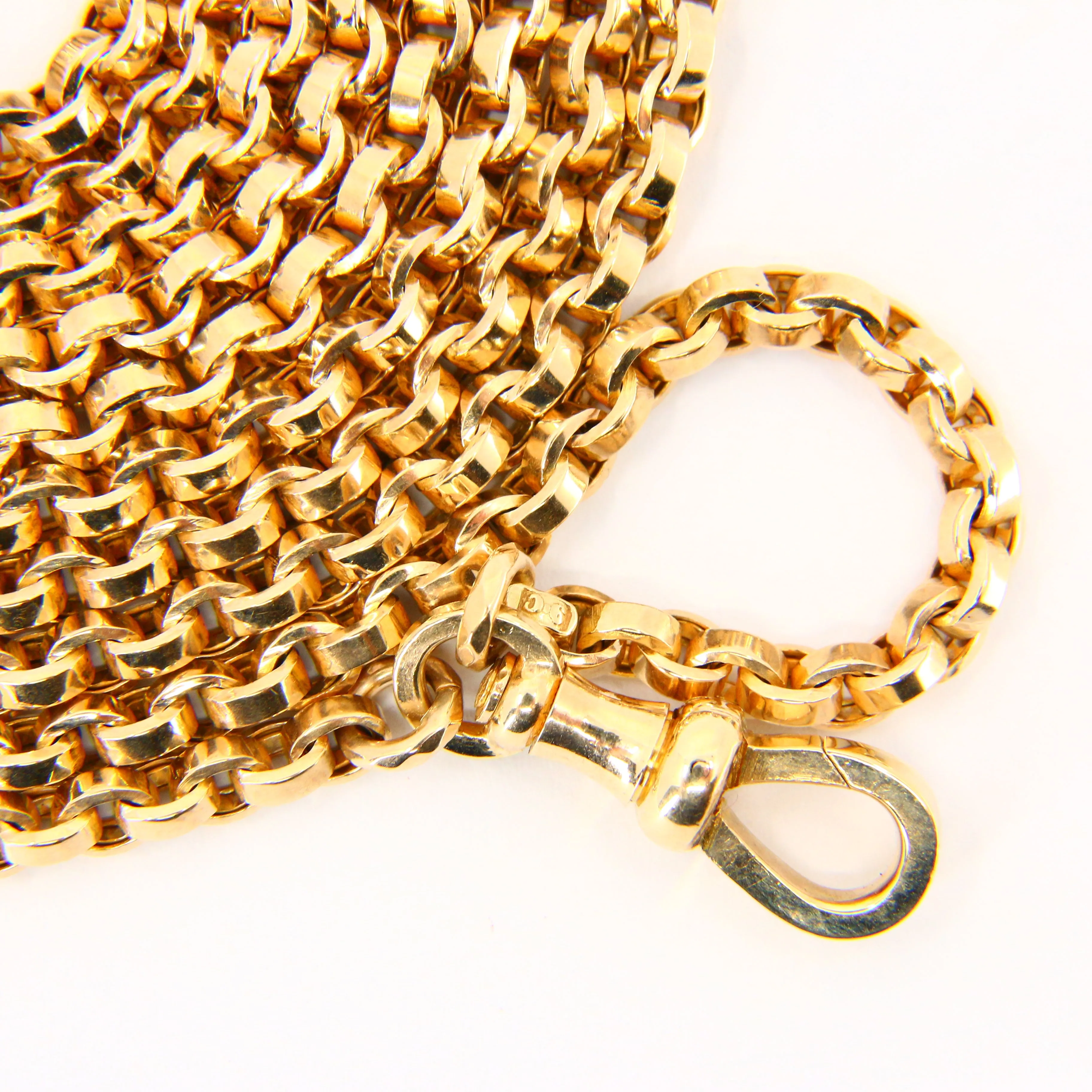 Antique 9ct Gold Necklace 9 Carat Yellow Gold Muff Chain Watch Guard Chain Gift