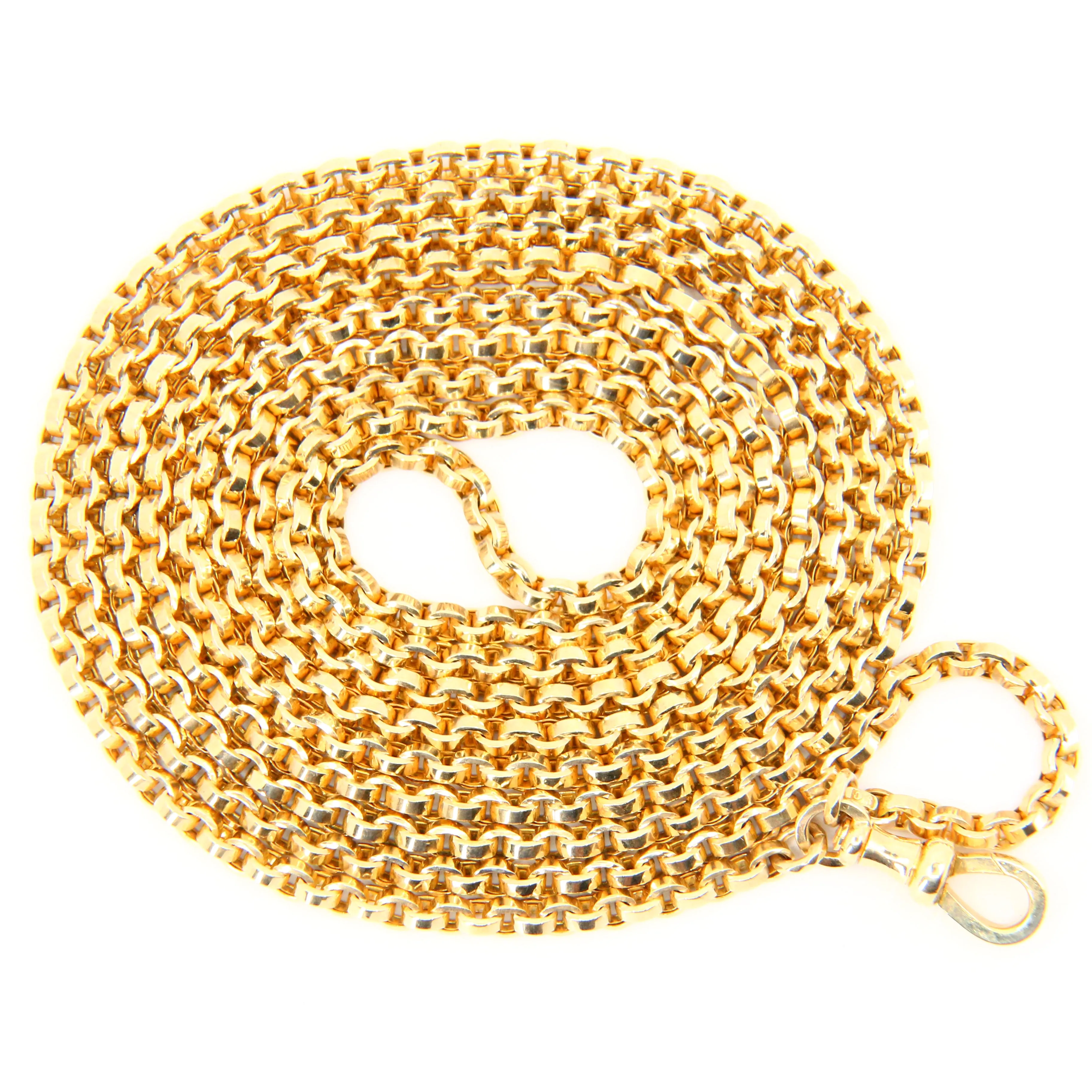 Antique 9ct Gold Necklace 9 Carat Yellow Gold Muff Chain Watch Guard Chain Gift