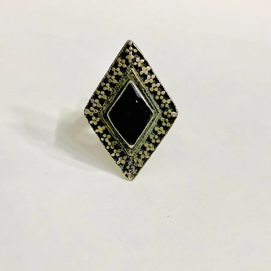 Antique Handmade Black Stone Ring