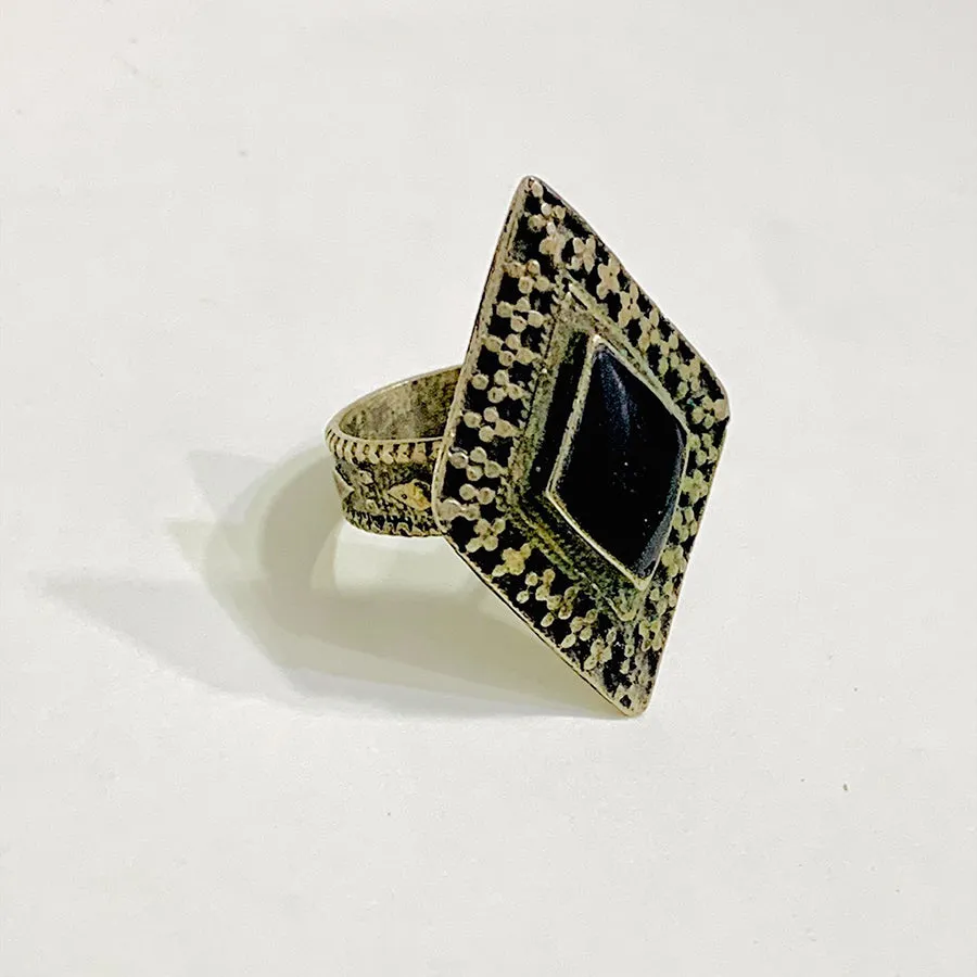 Antique Handmade Black Stone Ring