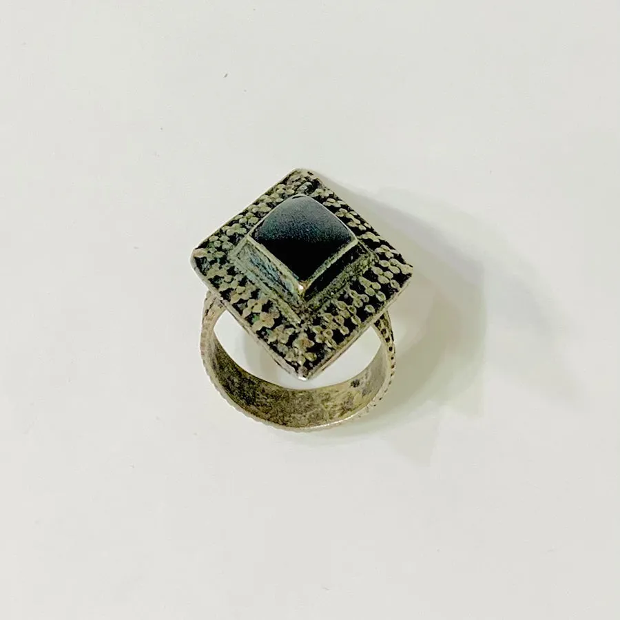 Antique Handmade Black Stone Ring