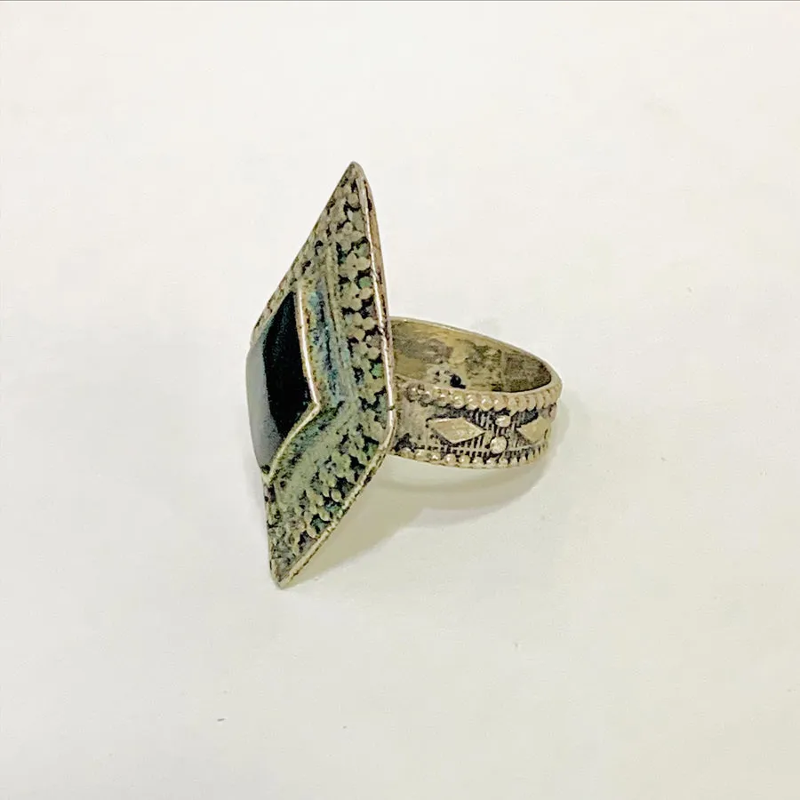 Antique Handmade Black Stone Ring