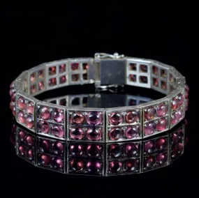 Antique Victorian Garnet Bracelet Silver Circa 1880