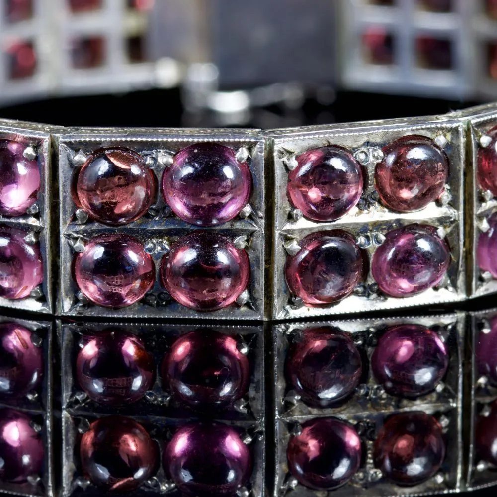 Antique Victorian Garnet Bracelet Silver Circa 1880