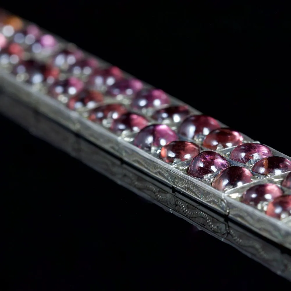 Antique Victorian Garnet Bracelet Silver Circa 1880