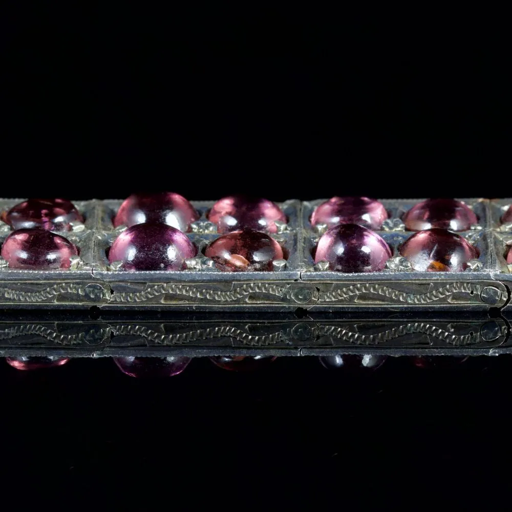 Antique Victorian Garnet Bracelet Silver Circa 1880